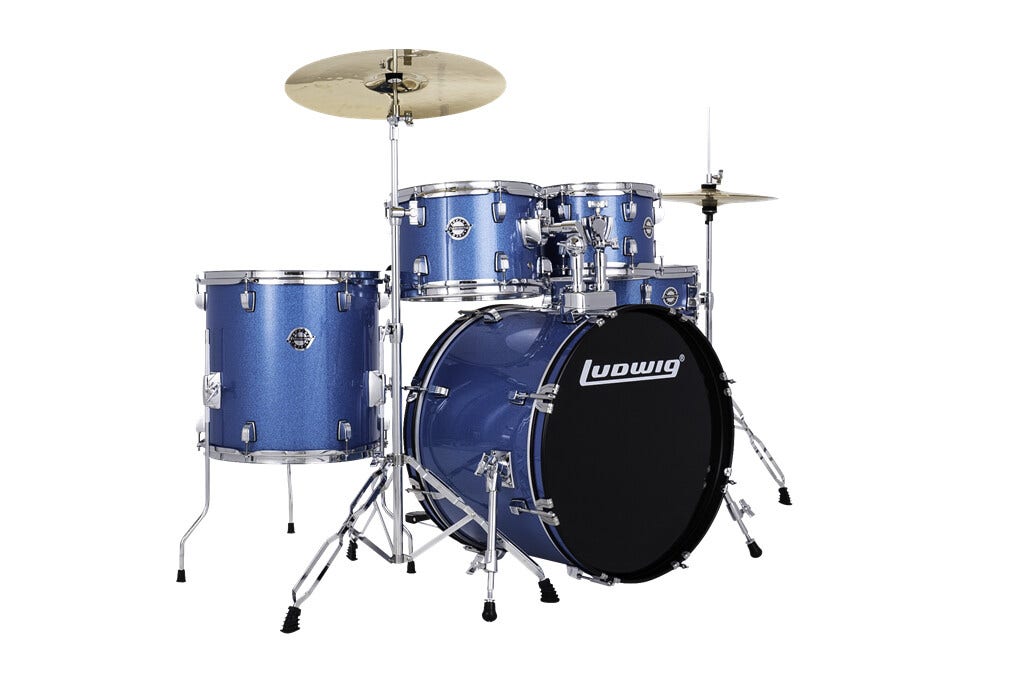 Ludwig Accent Fuse LC19019 5 Pc Drumset Blue Sparkle